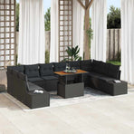 Garden Sofa Set 11 pcs Black Poly rattan