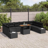 Garden Sofa Set with Storage 11 pcs Black Poly rattan - Side View