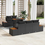 Garden Sofa Set 6 pcs Black Poly rattan