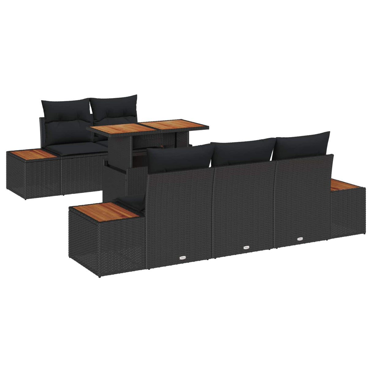 Garden Sofa Set with Storage 6 pcs Black Poly rattan