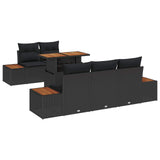 Garden Sofa Set with Storage 6 pcs Black Poly rattan - Front View