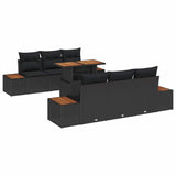 Garden Sofa Set with Storage 7 pcs Black Poly rattan - Front View