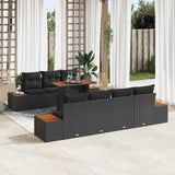 Garden Sofa Set with Storage 8 pcs Black Poly rattan