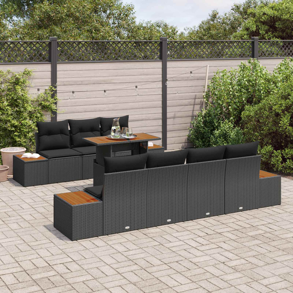 Garden Sofa Set 8 pcs Black Poly rattan