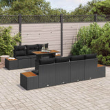 Garden Sofa Set with Storage 8 pcs Black Poly rattan - Side View