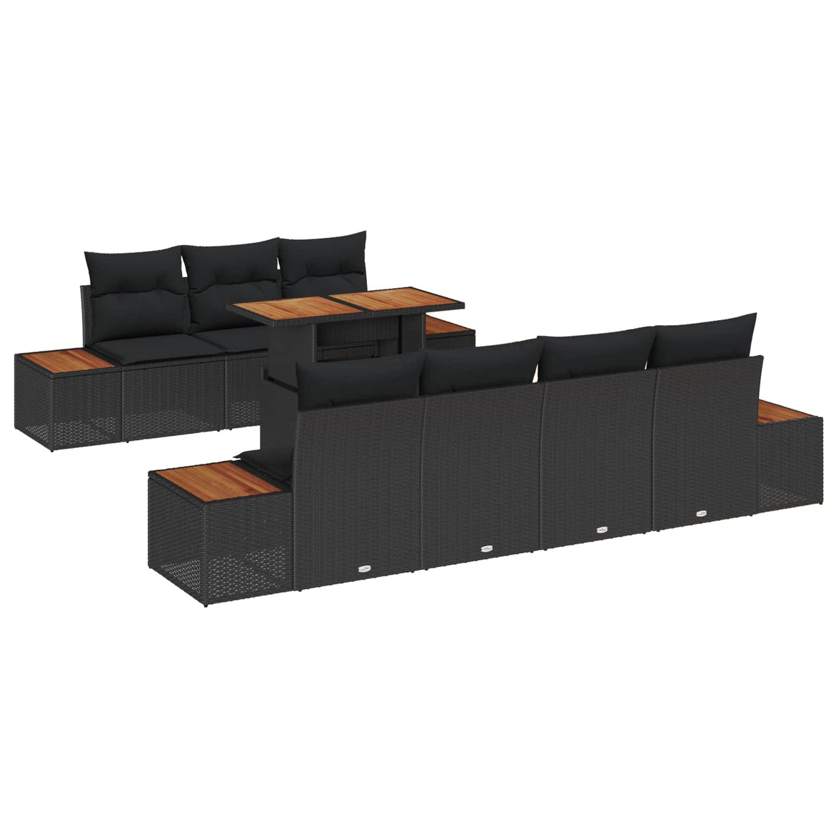 Garden Sofa Set 8 pcs Black Poly rattan