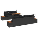Garden Sofa Set with Storage 8 pcs Black Poly rattan - Front View