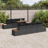 Garden Sofa Set with Storage 9 pcs Black Poly rattan - Side View
