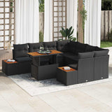 Garden Sofa Set 9 pcs Black Poly rattan