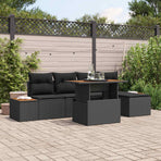 Garden Sofa Set 6 pcs Black Poly rattan