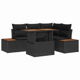 Garden Sofa Set with Storage 5 pcs Black Poly rattan - Front View
