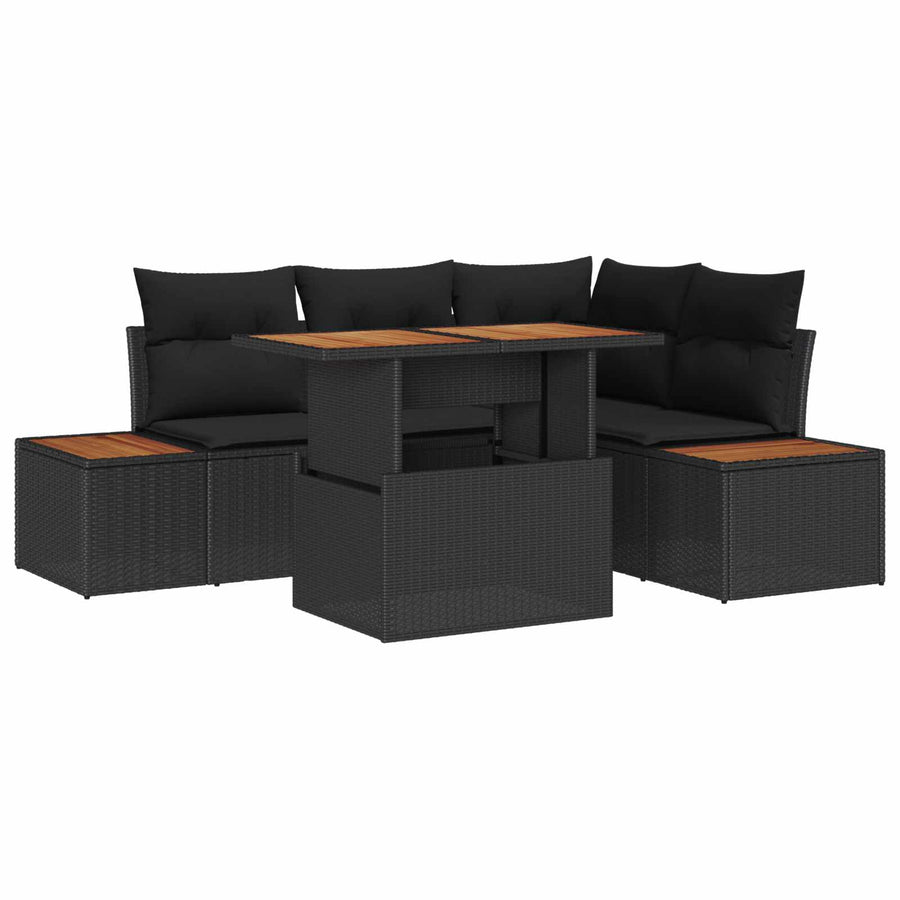 Garden Sofa Set 5 pcs Black Poly rattan