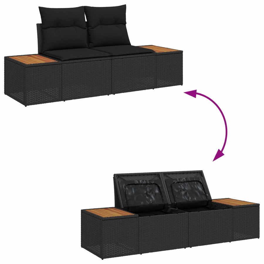 Garden Sofa Set 5 pcs Black Poly rattan