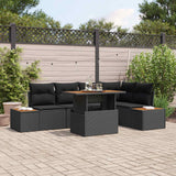 Garden Sofa Set with Storage 6 pcs Black Poly rattan