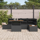 Garden Sofa Set with Storage 6 pcs Black Poly rattan - Side View