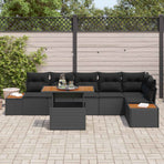 Garden Sofa Set 7 pcs Black Poly rattan