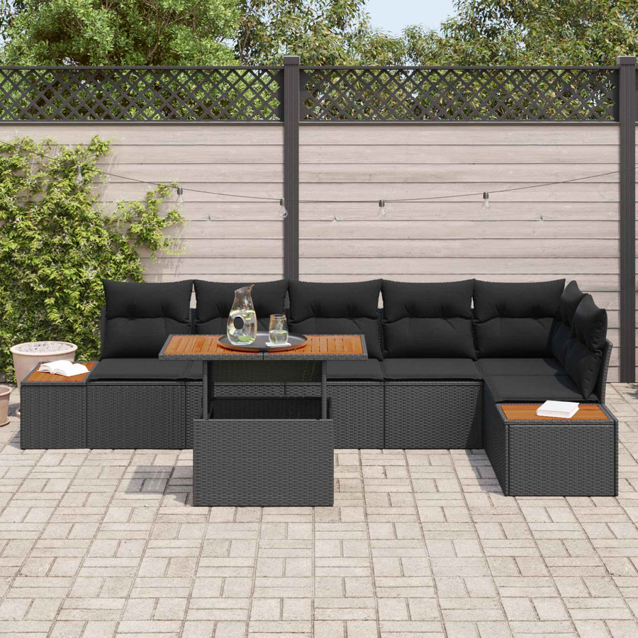 Garden Sofa Set 7 pcs Black Poly rattan