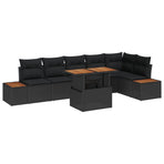 Garden Sofa Set 7 pcs Black Poly rattan