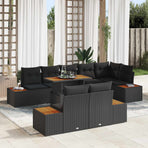 Garden Sofa Set 9 pcs Black Poly rattan