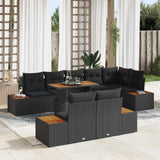 Garden Sofa Set with Storage 9 pcs Black Poly rattan