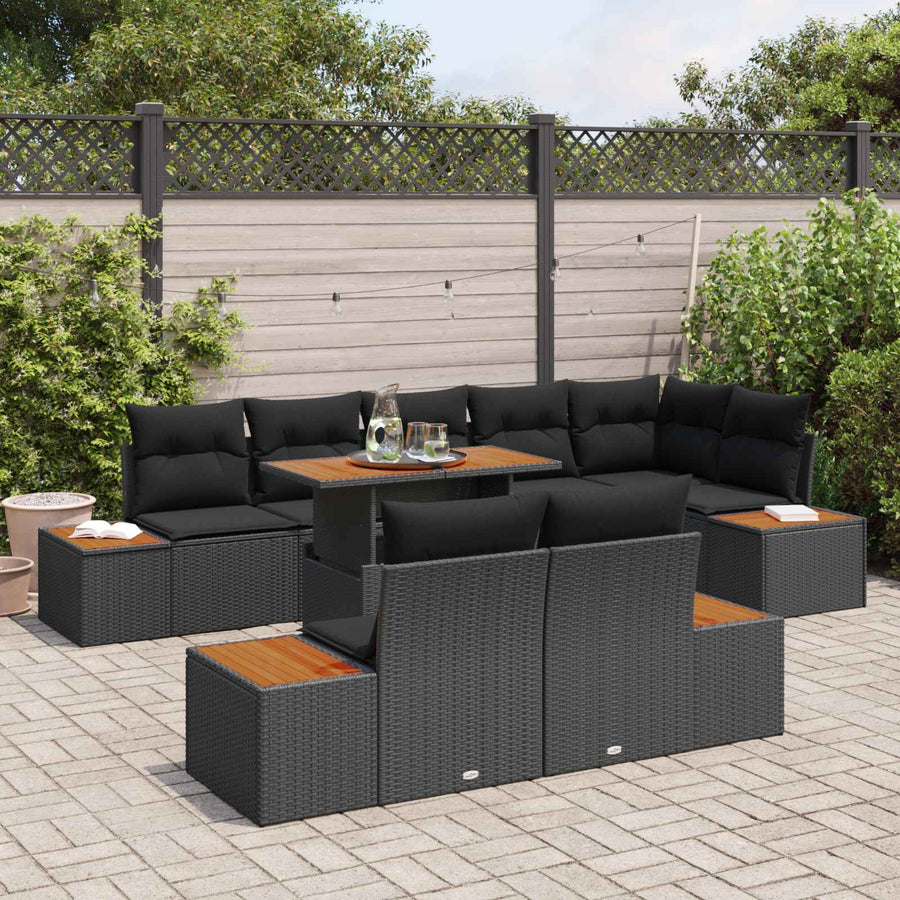 Garden Sofa Set 9 pcs Black Poly rattan