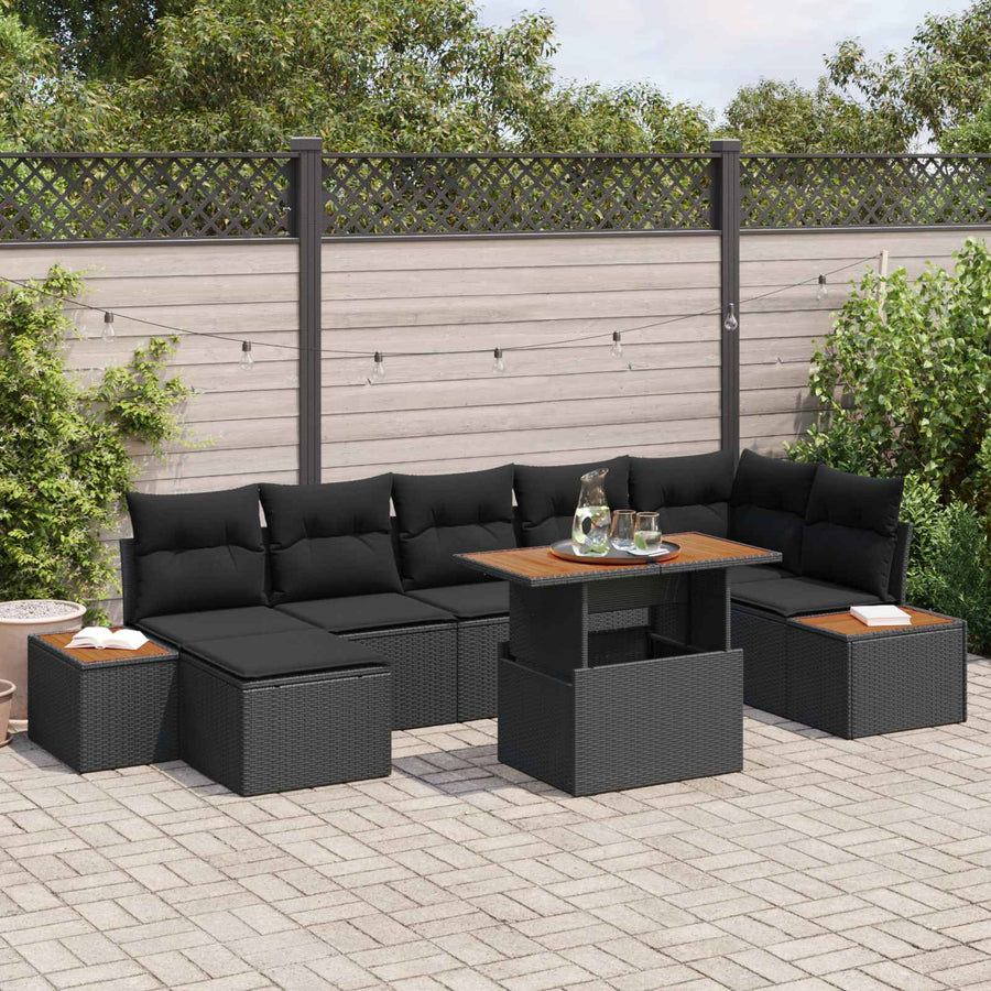 Garden Sofa Set 8 pcs Black Poly rattan