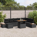 Garden Sofa Set with Storage 9 pcs Black Poly rattan