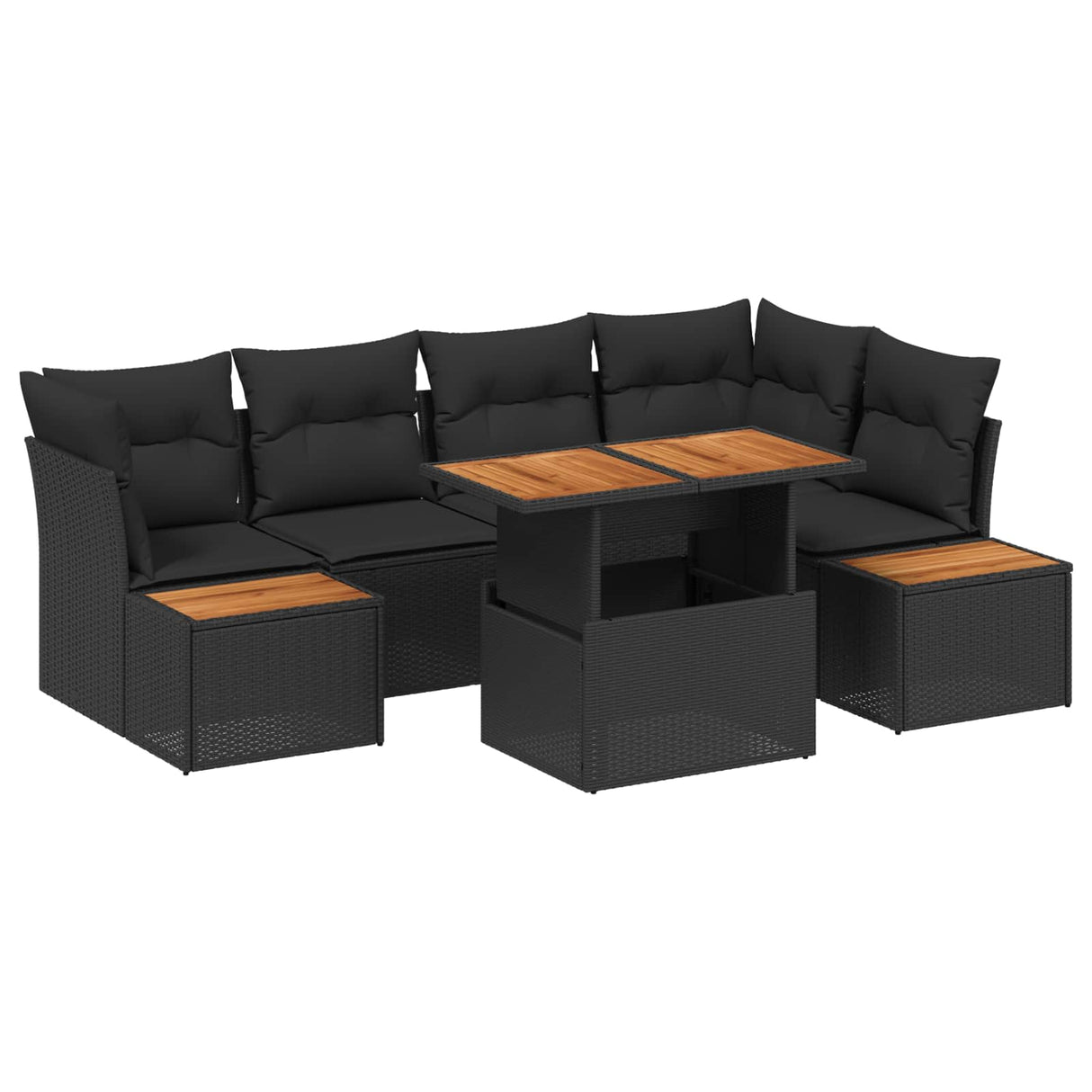 Garden Sofa Set with Storage 10 pcs Black Poly rattan
