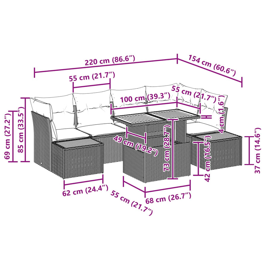 Garden Sofa Set 10 pcs Black Poly rattan