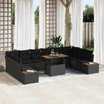 Garden Sofa Set 11 pcs Black Poly rattan