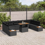 Garden Sofa Set with Storage 11 pcs Black Poly rattan