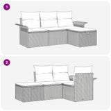 Garden Sofa Set with Cushion 4 pcs Grey Poly Rattan - Close-Up Angle