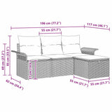 Garden Sofa Set with Cushion 4 pcs Black Poly Rattan - Extra Image