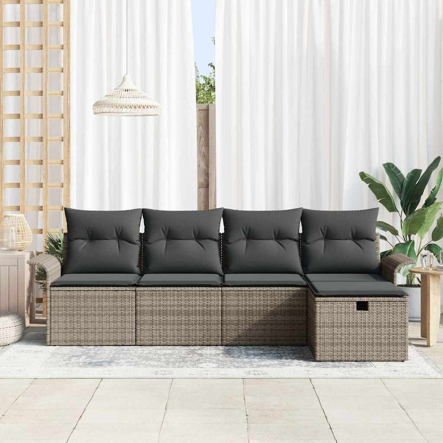 Garden Sofa Set 5 pcs Grey 55 x 55 x 37 cm Poly Rattan