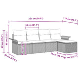 Garden Sofa Set 5 pcs Grey 251 x 117 x 85 cm Poly rattan - Extra Image