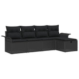Garden Sofa Set with Cushion Manual 5 pcs Black Poly Rattan