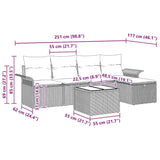 Garden Sofa Set 6 pcs Grey 251 x 117 x 85 cm Poly rattan - Extra Image