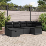 Garden Sofa Set with Cushion Manual 6 pcs Black Poly Rattan
