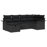 Garden Sofa Set with Cushion Manual 6 pcs Black Poly Rattan
