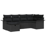 Garden Sofa Set 6 pcs Black 242.5 x 132.5 x 85 cm Poly rattan - Front View