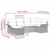 Garden Sofa Set 6 pcs Black 242.5 x 132.5 x 85 cm Poly rattan - Extra Image
