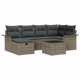Garden Sofa Set 7 pcs Grey 242.5 x 132.5 x 85 cm Poly rattan - Front View