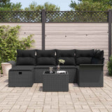 Garden Sofa Set with Cushion Manual 7 pcs Black Poly Rattan