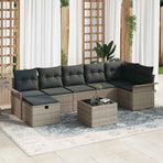 Garden Sofa Set 8 pcs Grey Poly Rattan