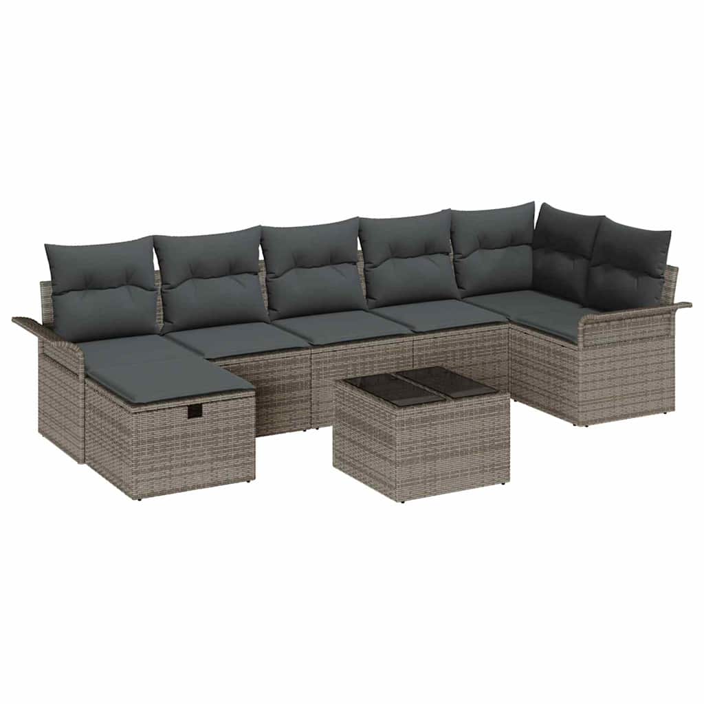 Garden Sofa Set with Cushion Manual 8 pcs Grey Poly Rattan