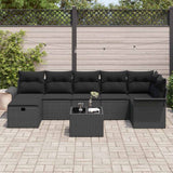 Garden Sofa Set with Cushion Manual 8 pcs Black Poly Rattan