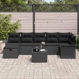 Garden Sofa Set 8 pcs Black 297.5 x 132.5 x 85 cm Poly rattan - Side View
