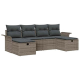 Garden Sofa Set with Cushion Manual 6 pcs Grey Poly Rattan