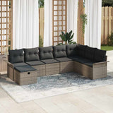 Garden Sofa Set with Cushion Manual 8 pcs Grey Poly Rattan