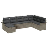 Garden Sofa Set with Cushion Manual 8 pcs Grey Poly Rattan - Front View